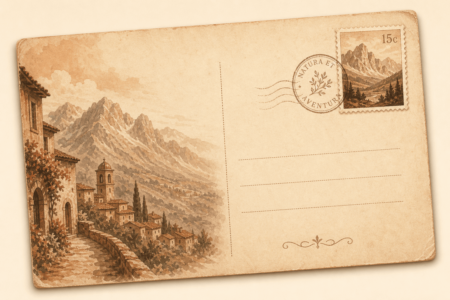 Vintage postcard ready for a personal message